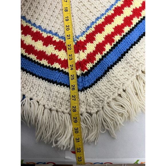 Crochet Poncho (White/Multi-Colored) - Picture 7 of 7